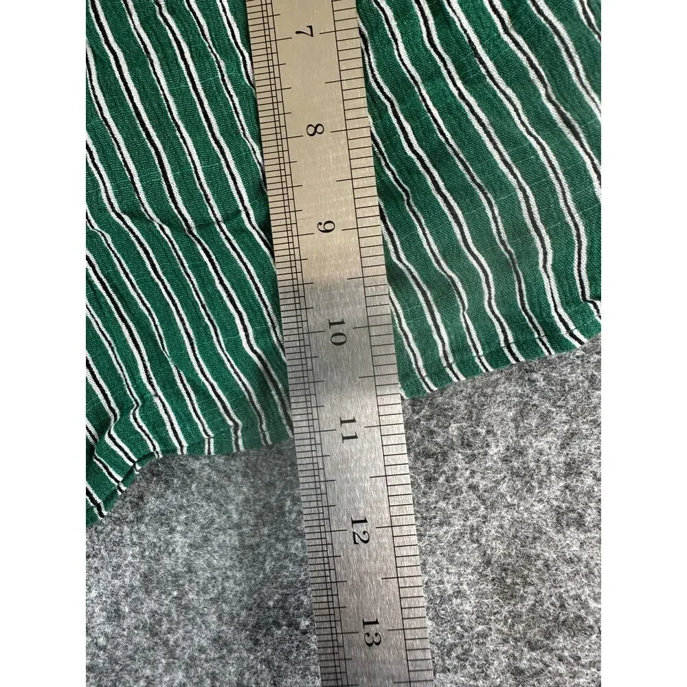 GB Green White Striped Faux-Wrap Mini Skort Shorts Under Skirt Women's Size XS